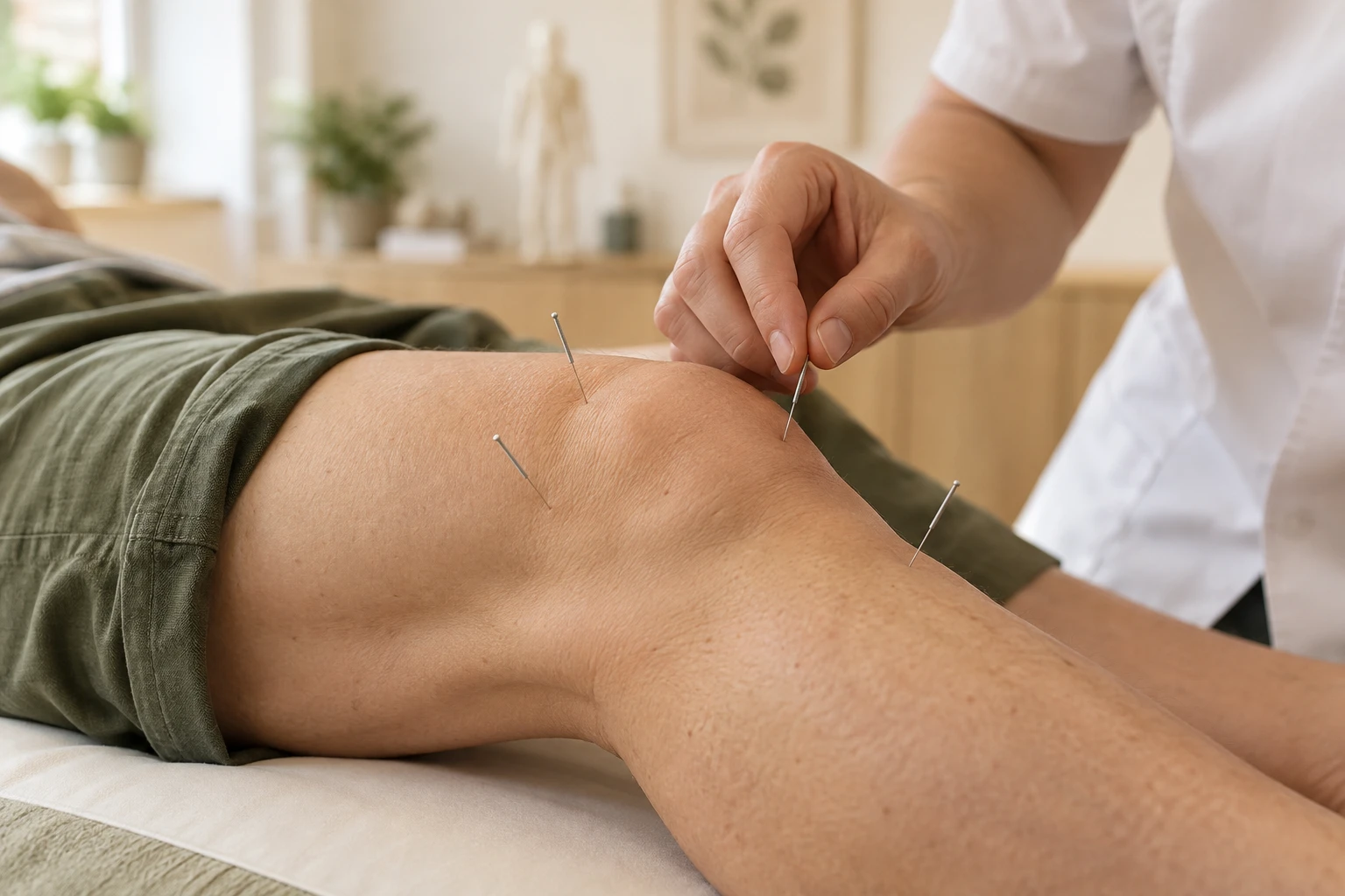 Akupunkturbehandlung am Knie – KI-generiertes Symbolbild